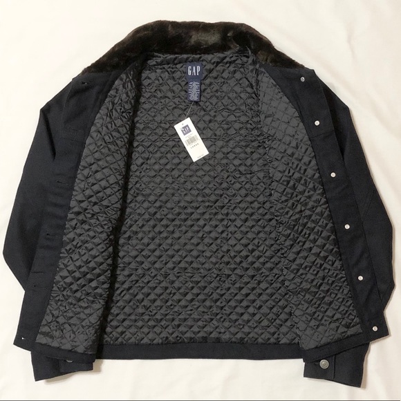 NWT - Gap Women’s Navy Wool Jacket w/Fur Collar- L - Picture 5 of 13